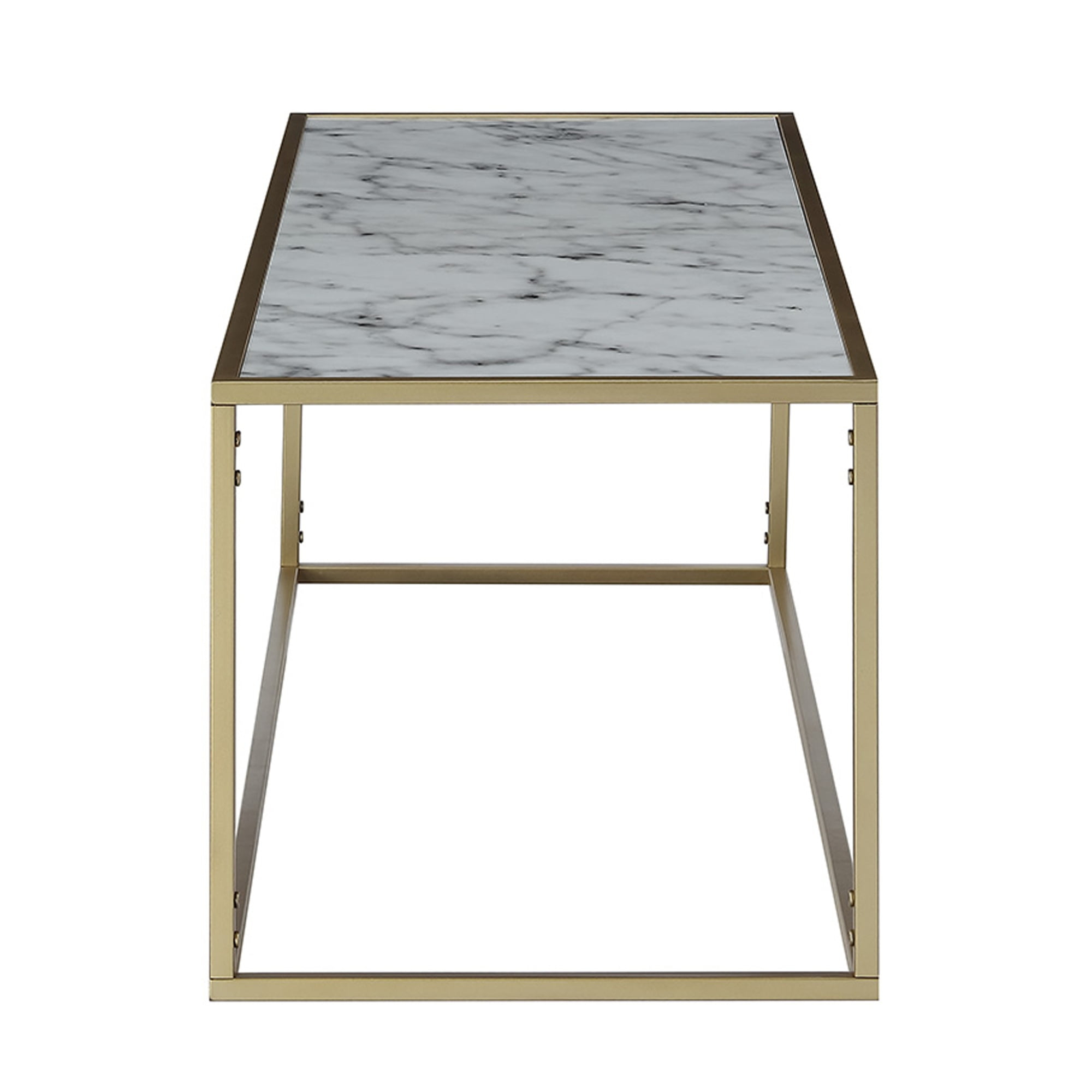 Convenience Concepts Gold Coast Faux Marble Top Coffee Table in Gold Metal Frame