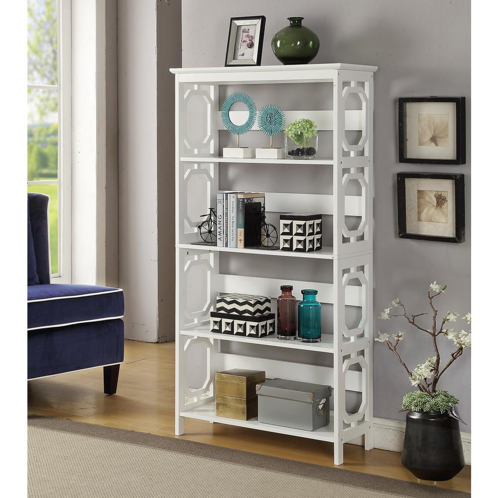 Convenience Concepts Omega Four-Shelf Bookcase in White Wood Finish