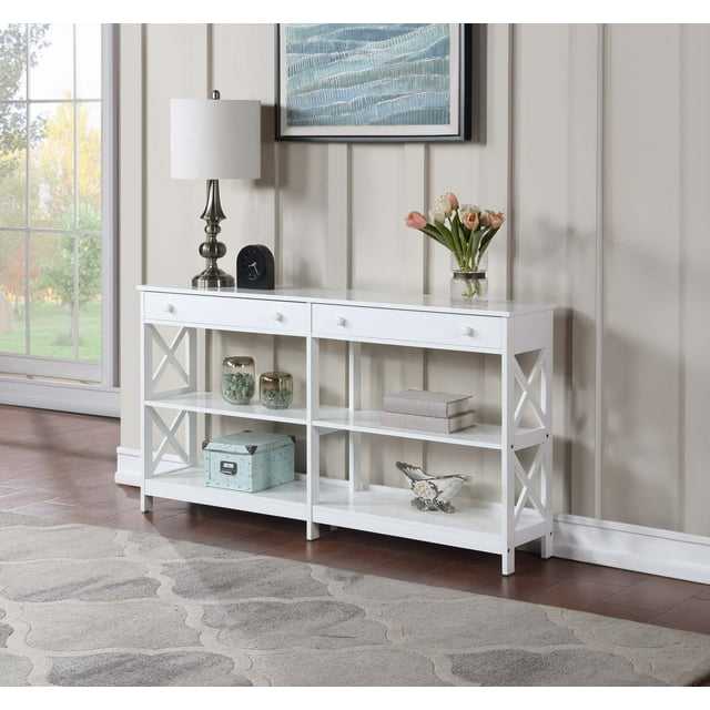 Convenience Concepts Oxford 2 Drawer 60 inch Console Table with Shelves