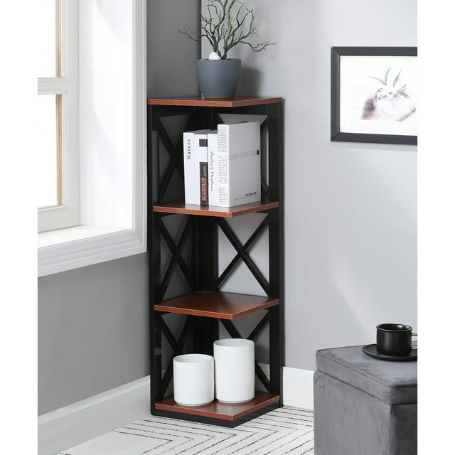 3 Tier Corner Bookcase, Cherry / Black