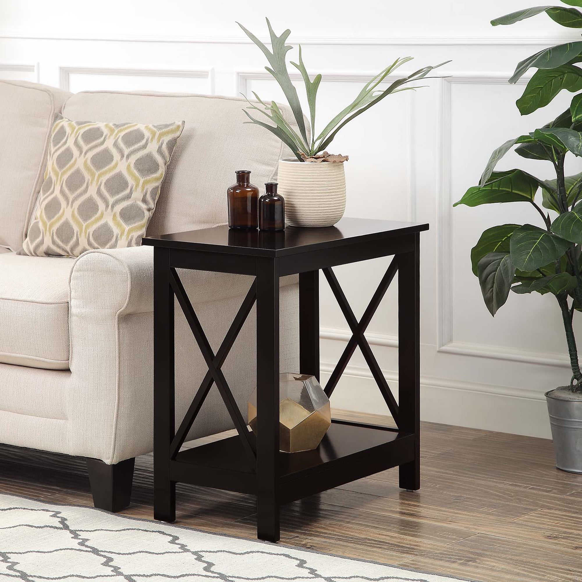 23.75 x 12 x 23.75 in. Oxford Chairside End Table with Shelf, Espresso