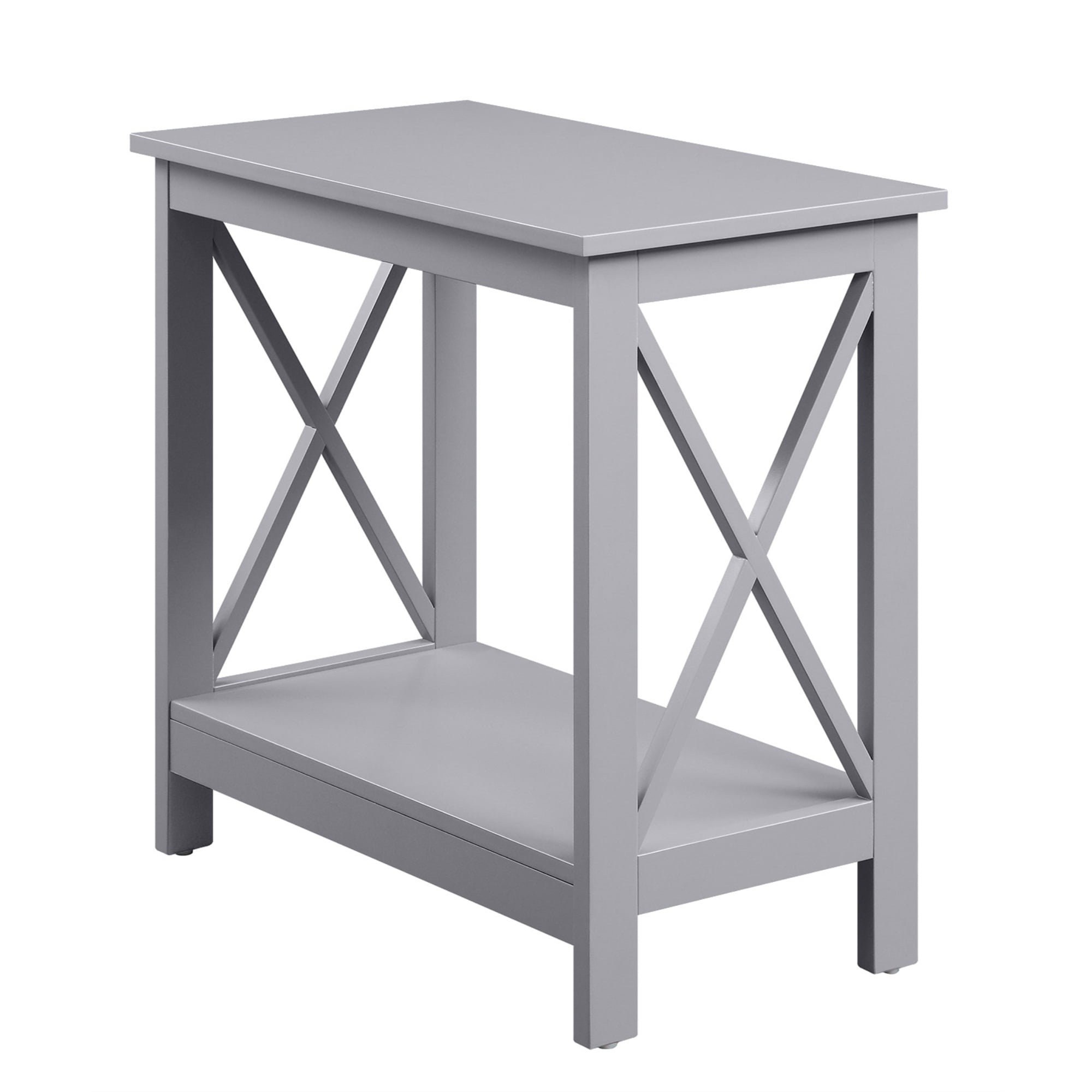 Oxford Chairside End Table with Shelf Gray