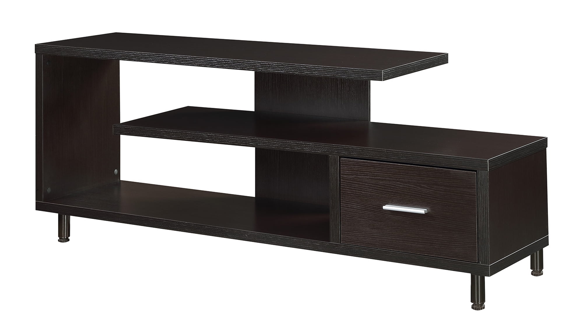 Convenience Concepts Seal II TV Stand 23.75" - 3-Tier Entertainment Center for TVs up to 65 Inches, Modern 1 Drawer TV Mount with Shelves for Living Room, Espresso