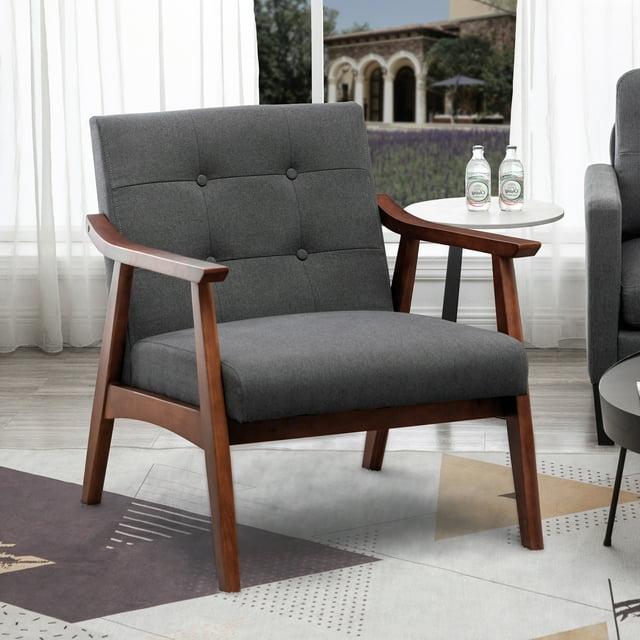 Convenience Concepts Take a Seat Natalie Accent Chair, Dark Gray Fabric/Espresso, All Ages