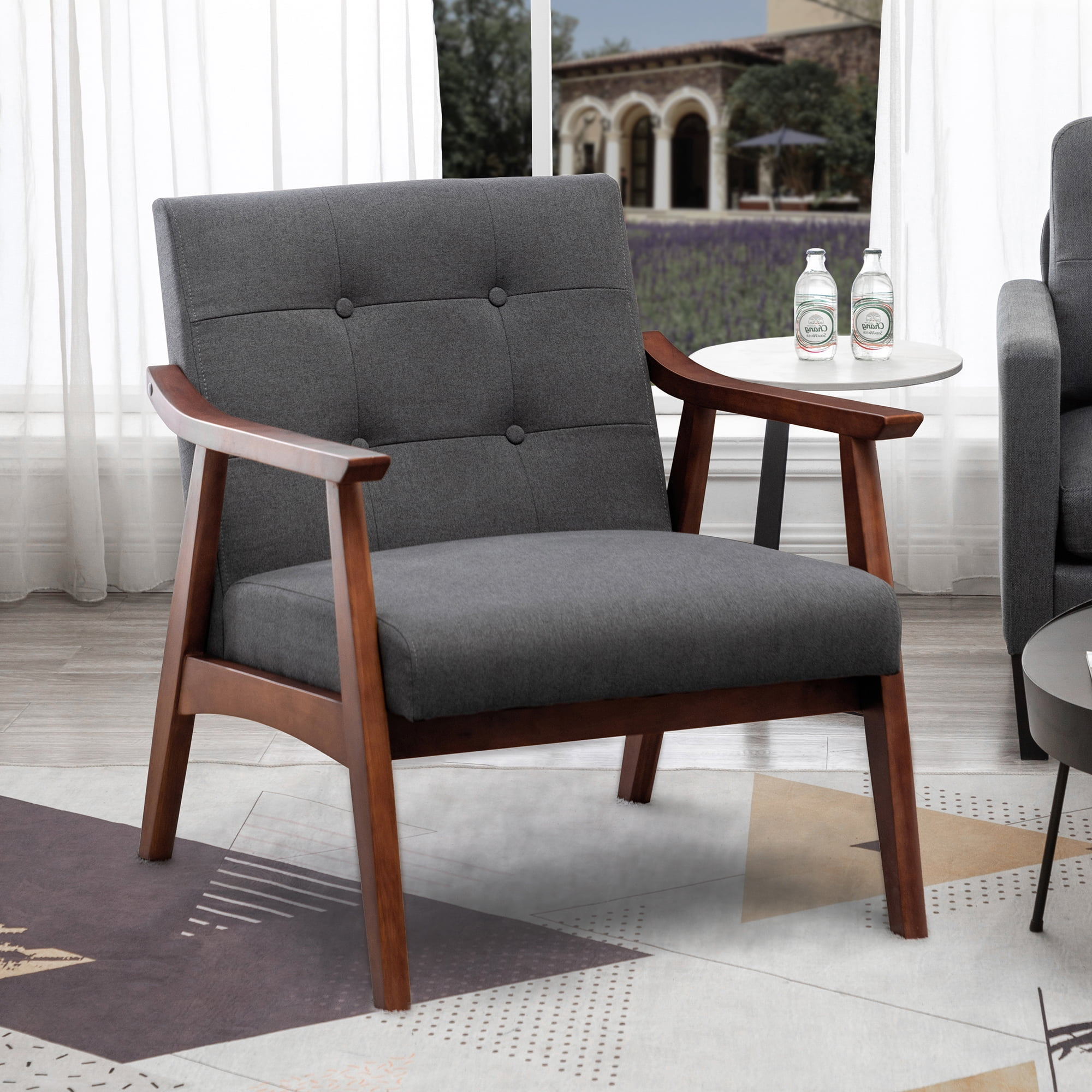 Convenience Concepts Take a Seat Natalie Accent Chair, Dark Gray Fabric/Espresso, All Ages