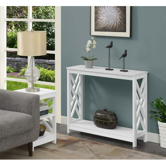 Convenience Concepts Titan Console Table with Shelf, White