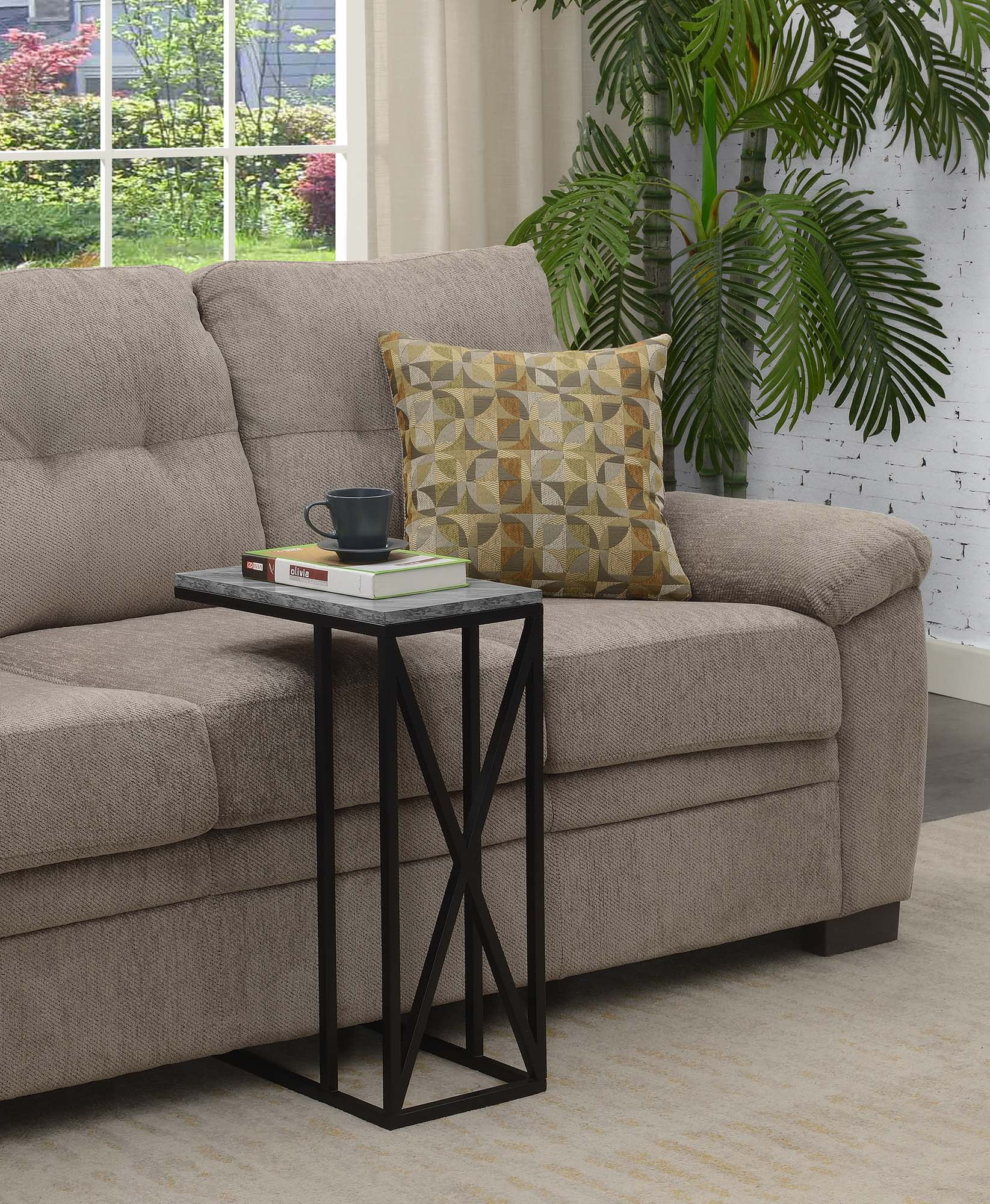 Convenience Concepts Tucson C End Table, Gray Marble/Black