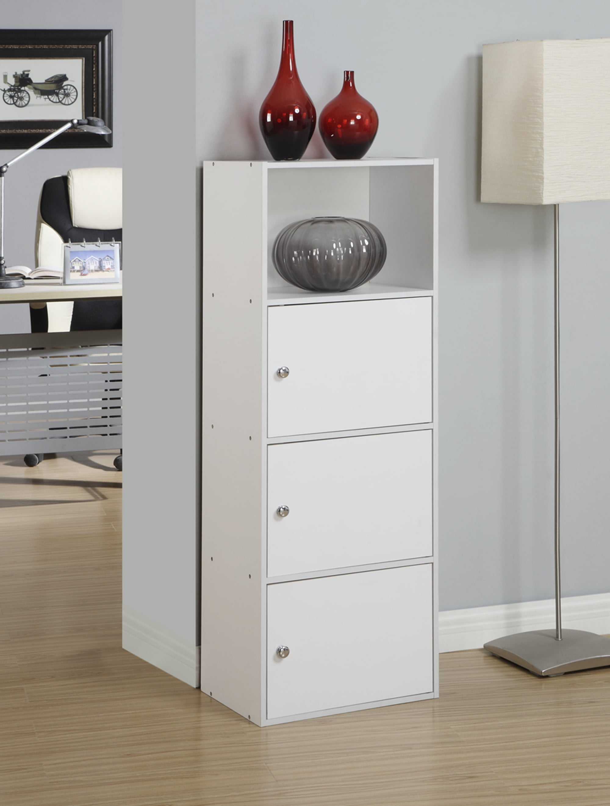 White 47" Tall 3-Door Office Storage Cabinet