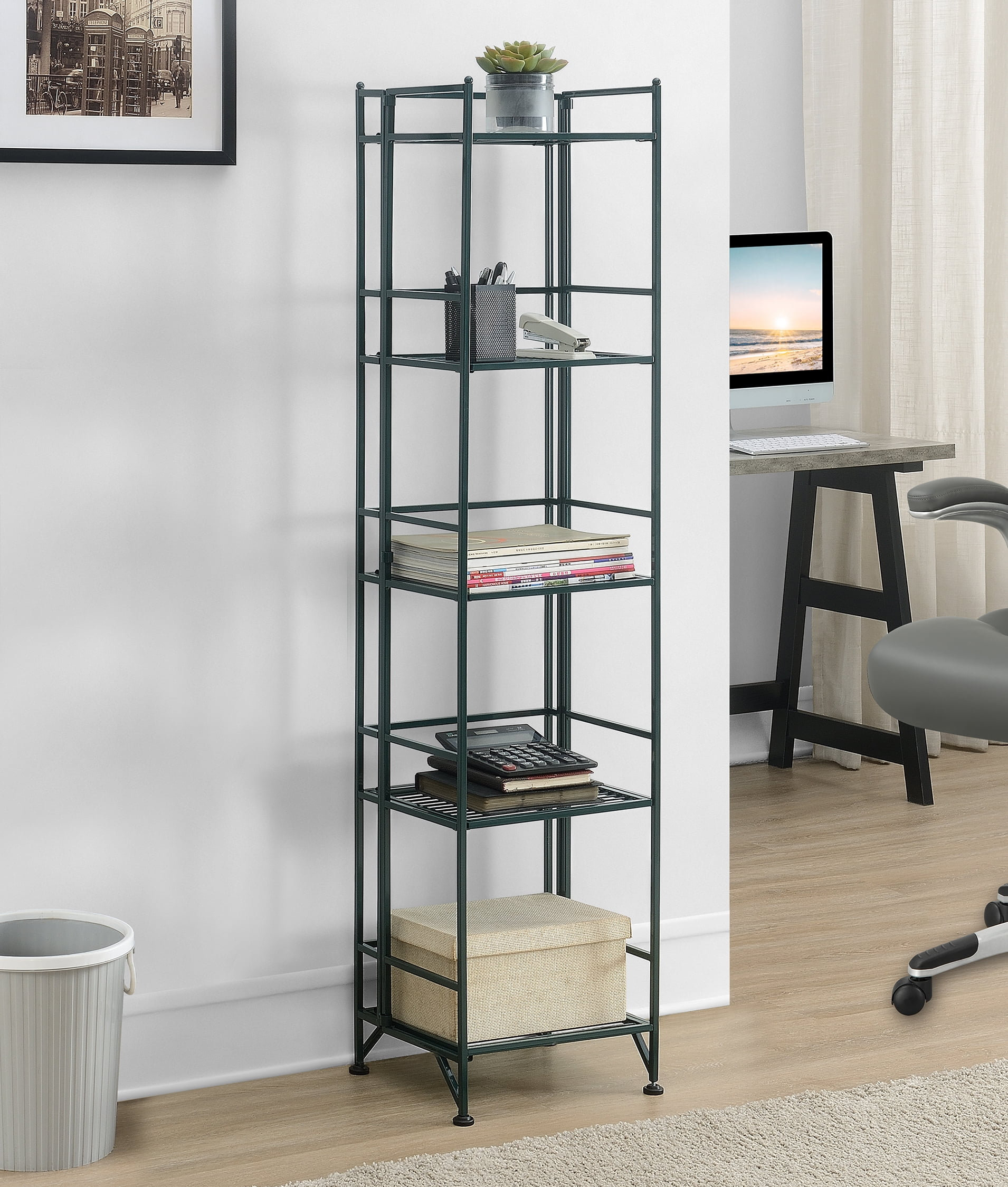 Convenience Concepts Xtra Storage 5 Tier Folding Metal Shelf, Forest Green