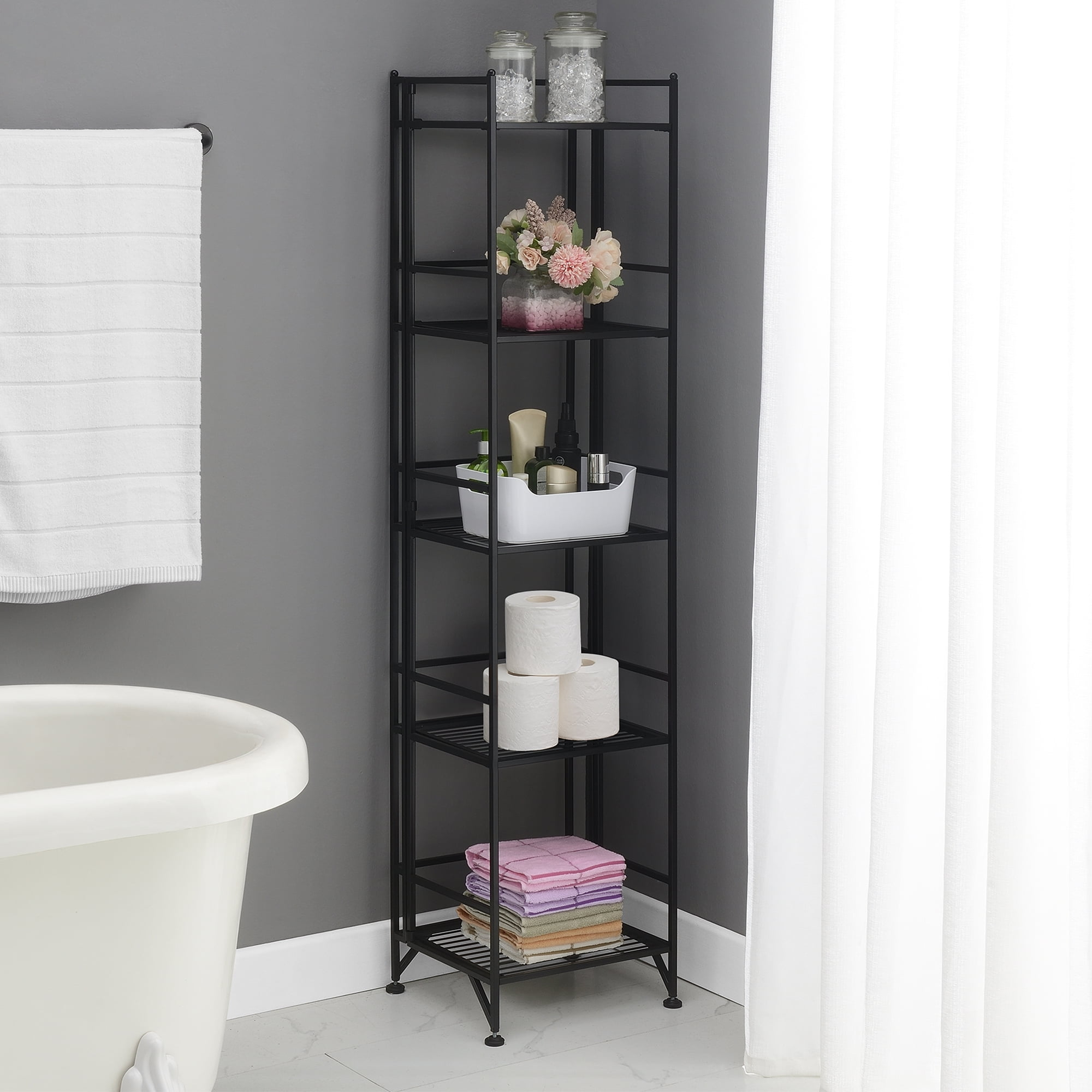 Convenience Concepts Designs2Go 5-Tier Folding Metal Shelf in Black Metal Finish
