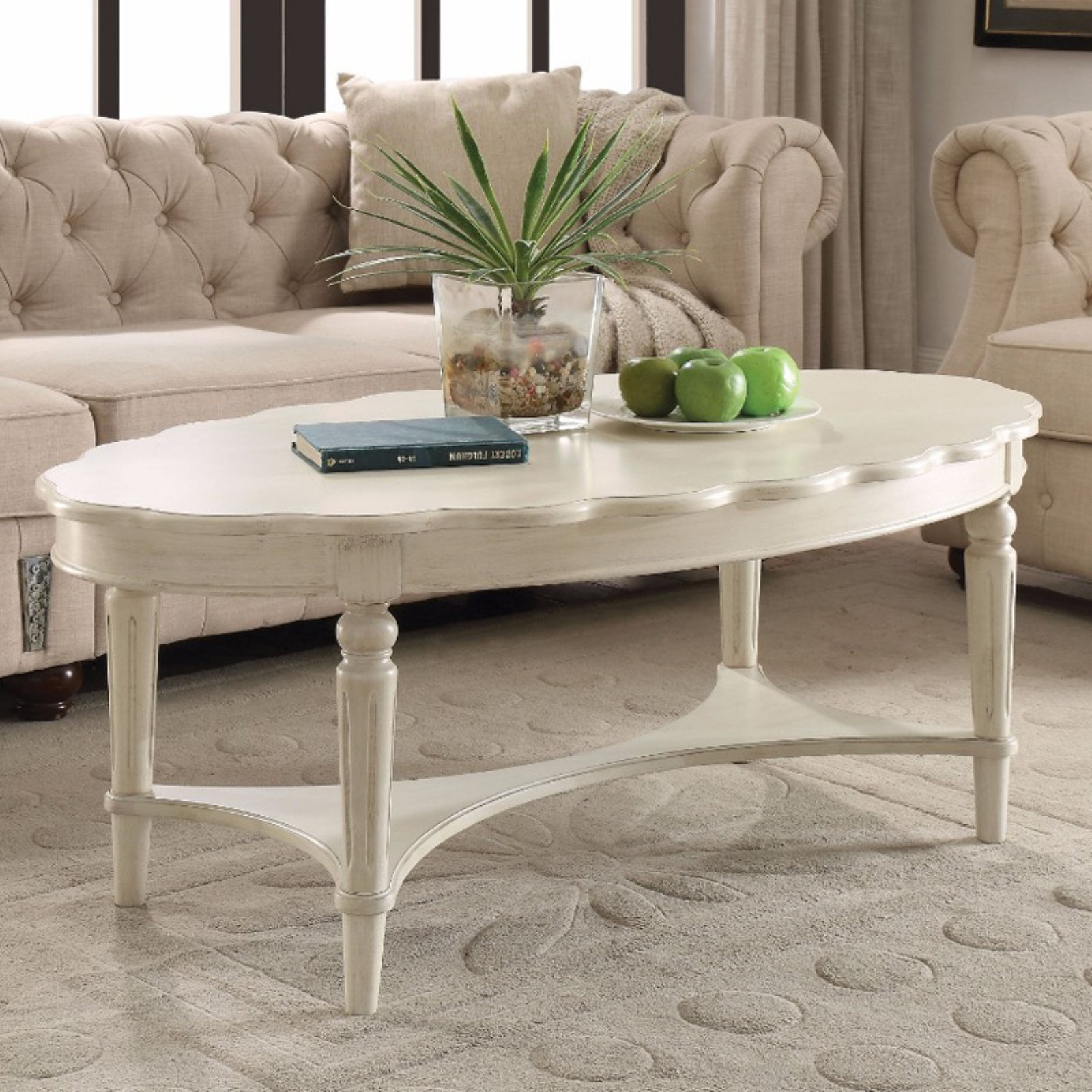 xrboomlife Oval Coffee Table in Antique White