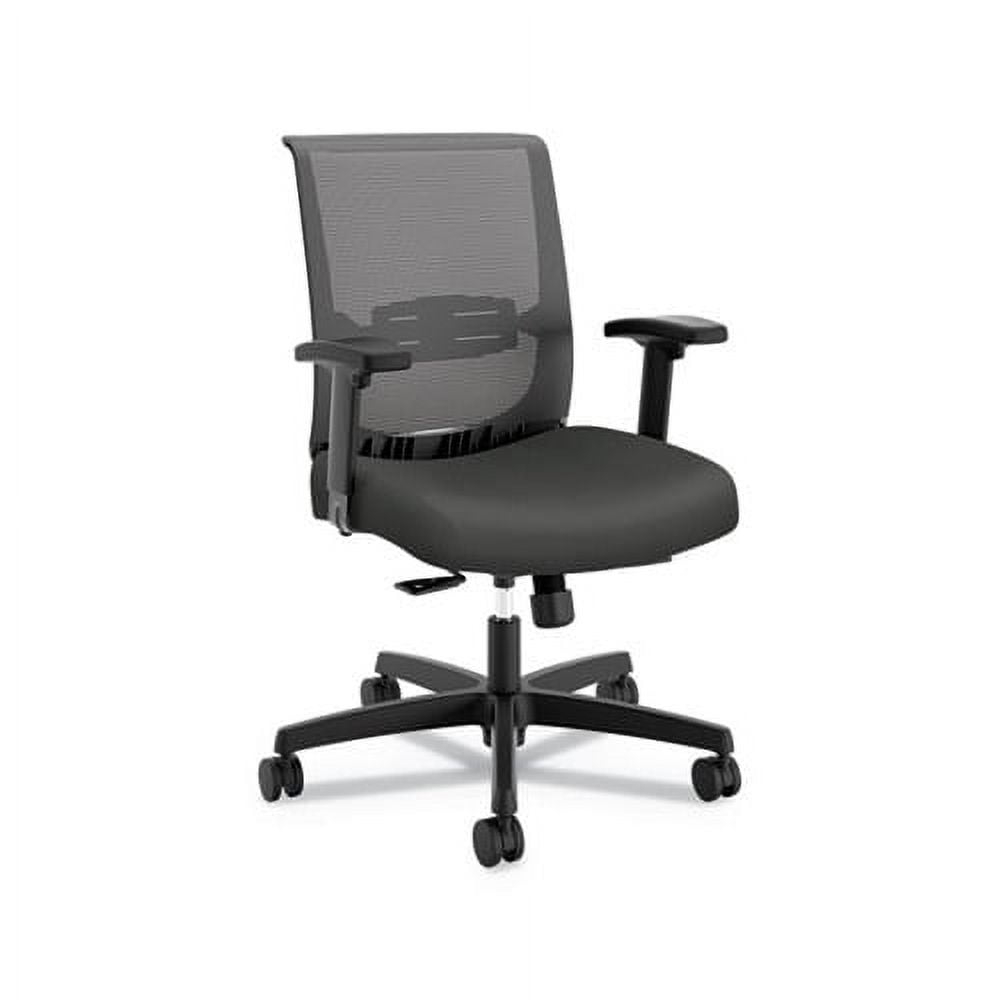 Convergence Mid-Back Task Chair with Syncho-Tilt Control/Seat Slide Supports up to 275 lbs, Iron Ore Seat, Black Back/Base