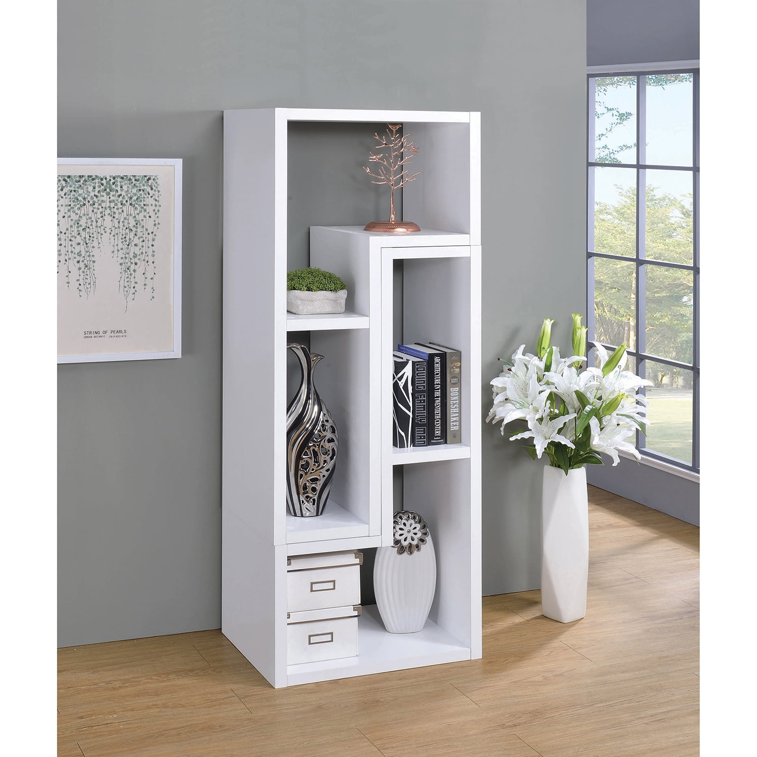 Convertible TV Console and Bookcase White