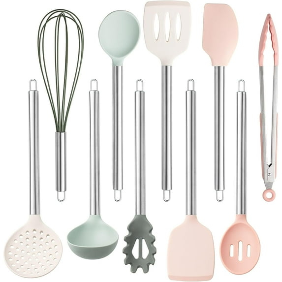 COOK WITH COLOR 10-Pc Cooking Utensils Set Kitchen Gadgets & Essentials, Mint