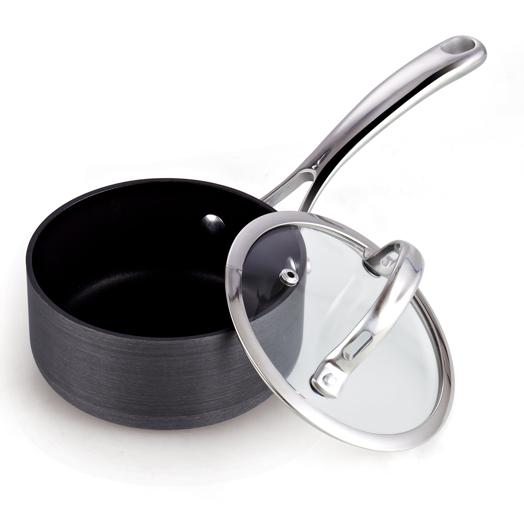 Cooks Standard 1-Quart Hard Anodized Nonstick Saucepan with Lid, Black