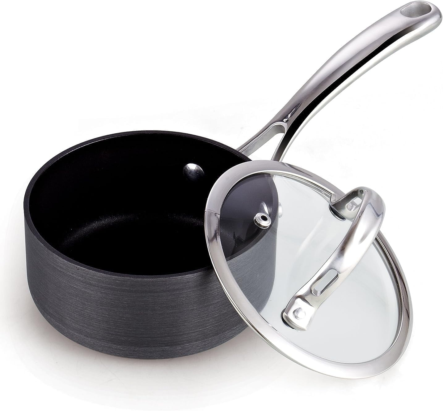 Cooks Standard 1-Quart Hard Anodized Nonstick Saucepan with Lid, Black