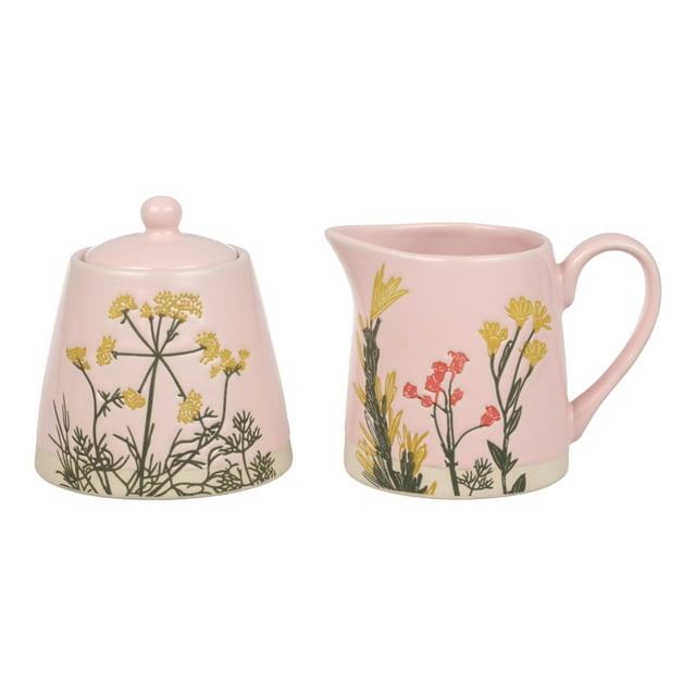 Cookspire - Elegant and Modern Pink Sugar Bowl and Creamer Set for Tea and Coffee Bar, Sugar Container with Lid, Cute Kitchen Accessories, Ideal Gift for any occasion