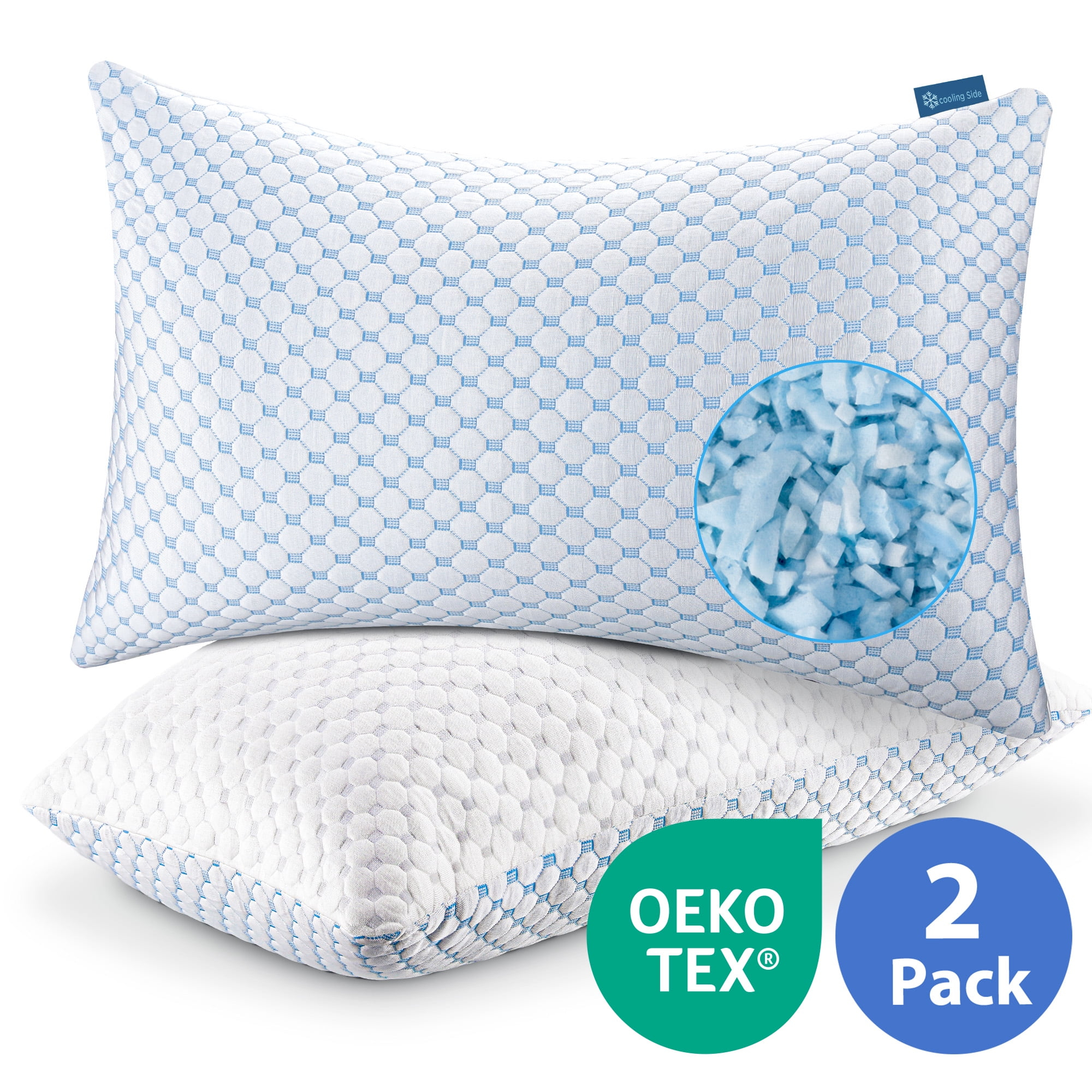Arsny Cooling Queen Shredded Memory Foam Bed Pillows - Gel-Infused (2 Count)