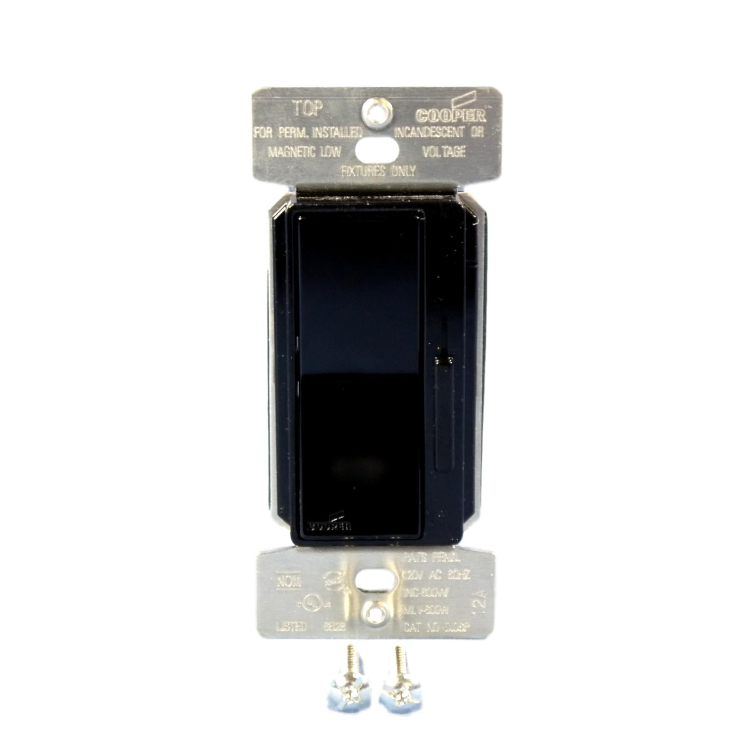 Cooper Wiring Devices Black Single-Pole & Multi-Way Decorator Slide Dimmer 600W 120V DI06P-BK-K