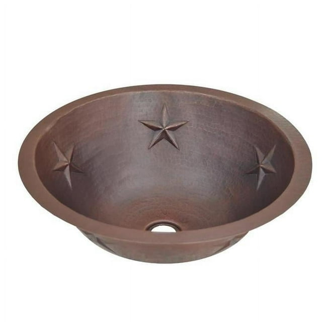 Copper Design CRS-5S-17-RL-DB 5 Stars Copper Round Bath Sink, Dark Brown - Star Design