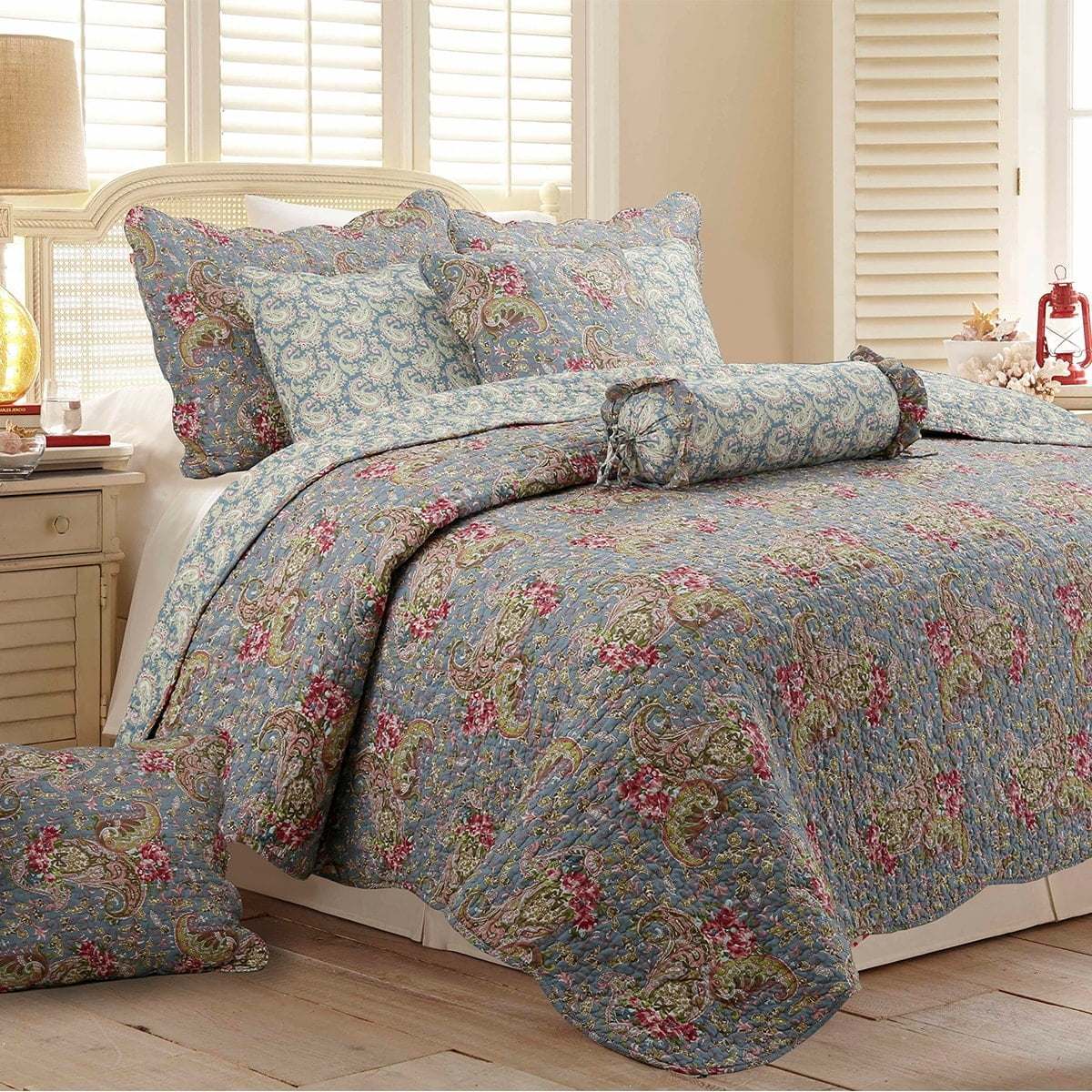 Copper Grove  Anthurium Floral Paisley Cotton Quilt Bedding Set King