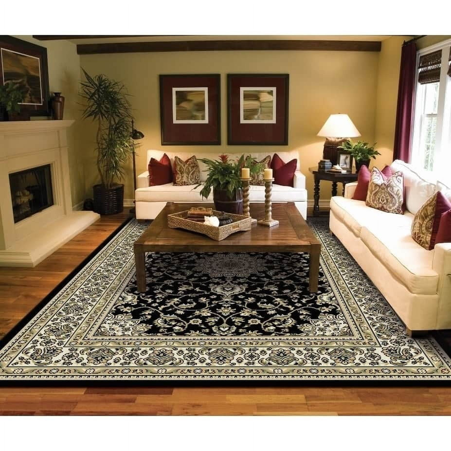 Copper Grove  Savonlinna Bordered Persian Area Rug Black 2'x3' 2' x 3' Indoor,Sets,Outdoor Bathroom Black Rectangle