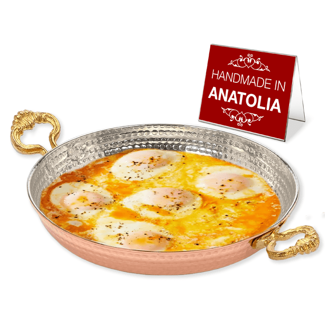 Hammered Copper Food Safe  Egg Omelet Pan Sahan, Copper Round Chef Pan, Traditional Handcrafted Copper Pan, 8.7 Inches (22 cm)