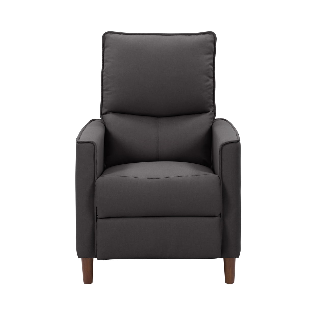 CorLiving Alder Mid-Century Dark Gray Upholstered Manual Push Back Recliner: Comfortable Manual Recliner for Adults - Perfect Living Room Reclining Accent Chair and Push Back Recliner Chair