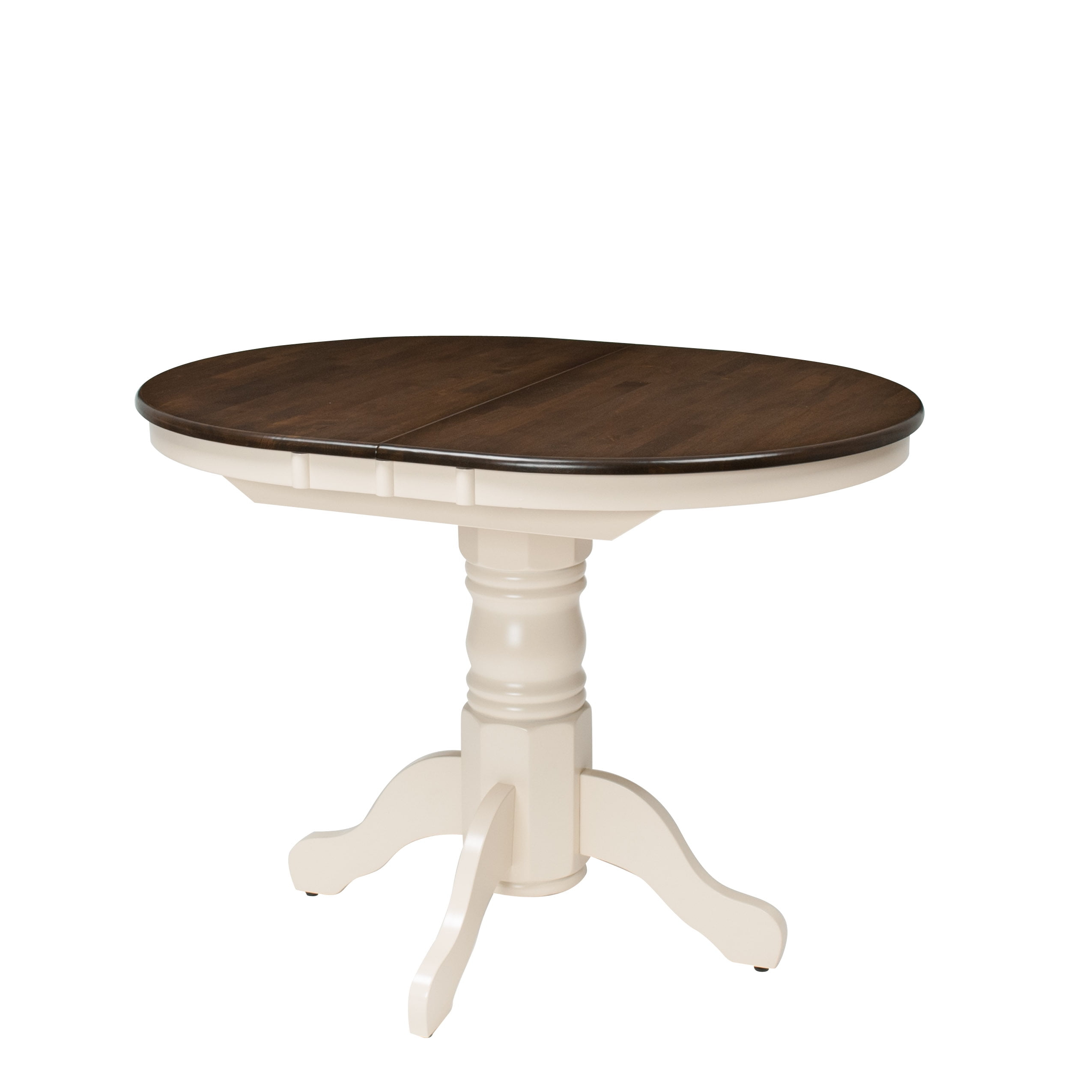 CorLiving Dillon Brown and Cream Extendable Dining Table with Wood Pedestal Base