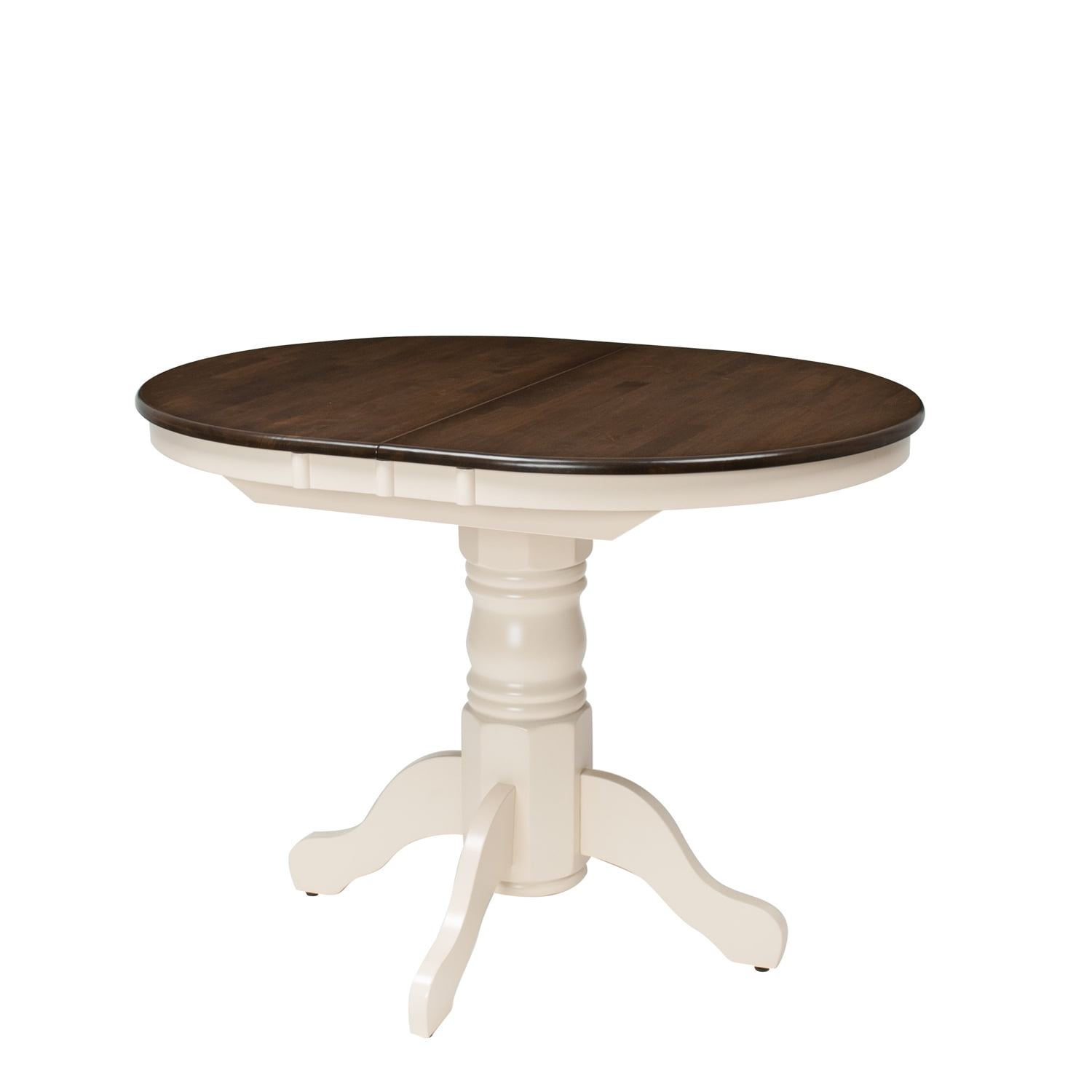 CorLiving Dillon Brown and Cream Extendable Dining Table with Wood Pedestal Base