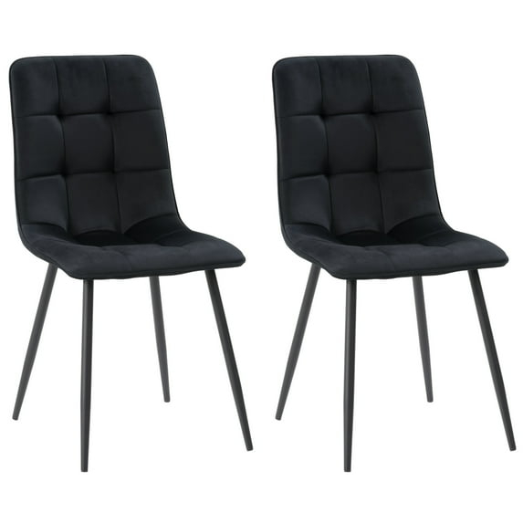 CorLiving Nash Modern Black Velvet Upholstered Dining Chair Set of 2 - Dining Room Chairs, Kitchen Chairs, Side Chairs for Dining Table - Stylish Chair Set for Kitchen & Dining Room