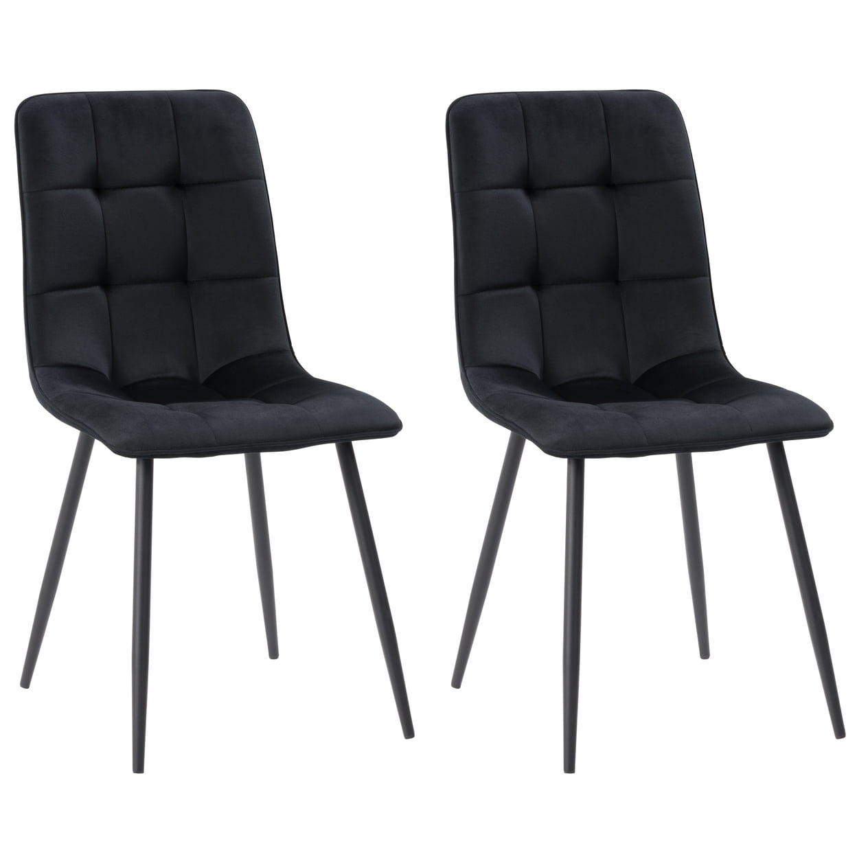 CorLiving Nash Modern Black Velvet Upholstered Dining Chair Set of 2 - Dining Room Chairs, Kitchen Chairs, Side Chairs for Dining Table - Stylish Chair Set for Kitchen & Dining Room