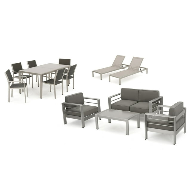 Coral Bay Outdoor Wicker Dining Set with Chat Set and Lounges