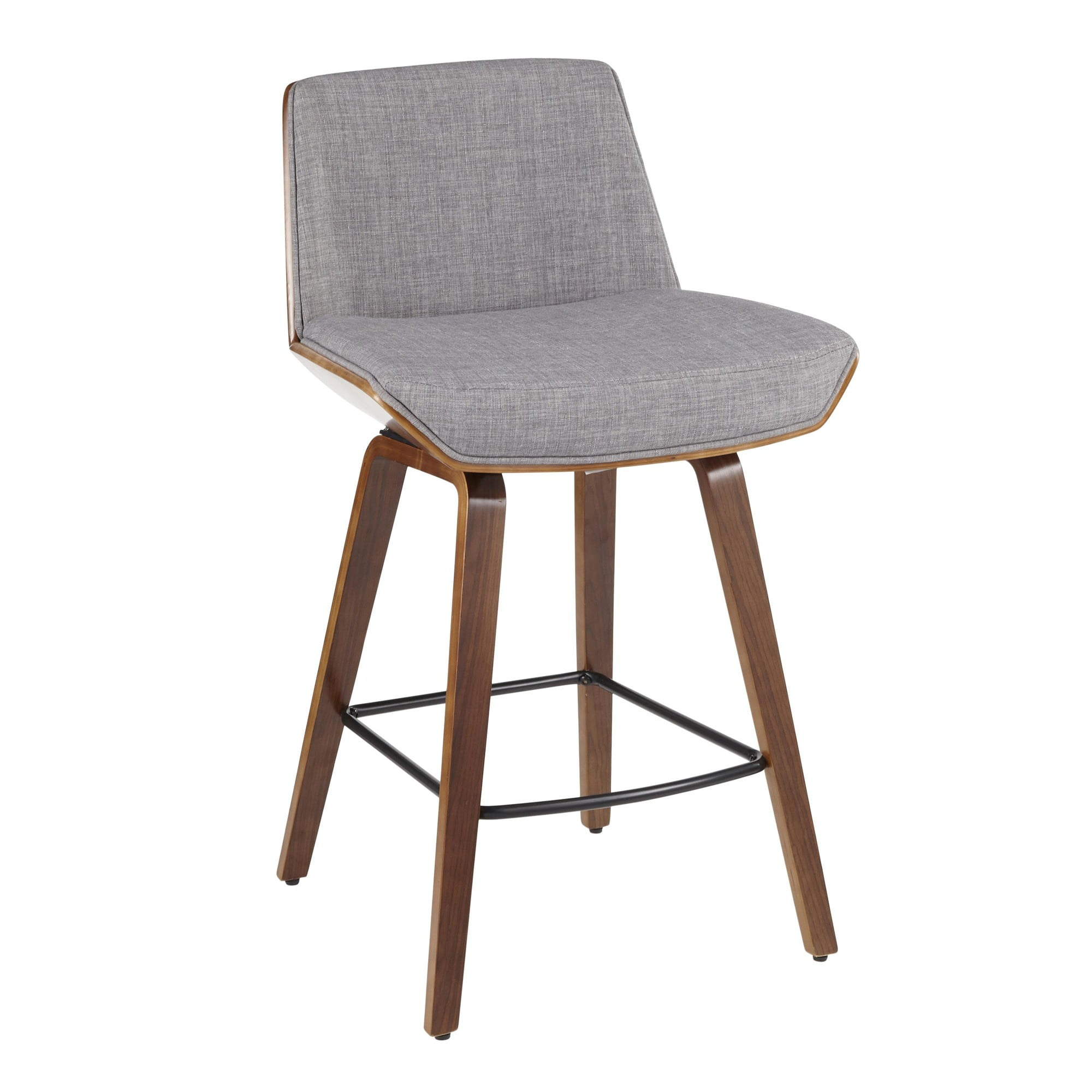 Corazza Mid Century Modern Counter Height Barstool Light Gray - LumiSource: Upholstered Seat, Wood Legs