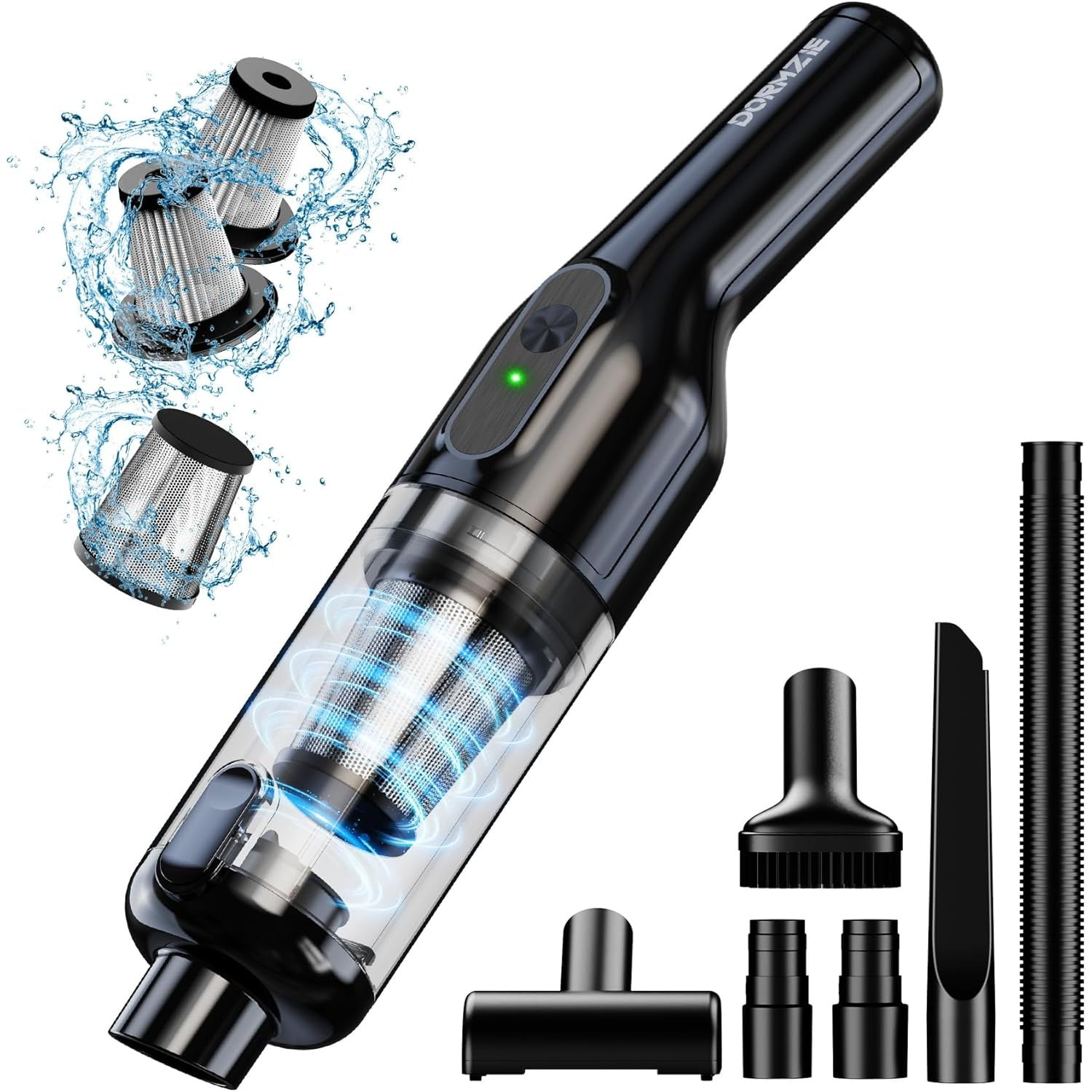 Cordless Handheld Vacuum, Rechargeable Car Vacuum with 16000Pa Powerful Suction, Ultra-Lightweight 1.3lbs, Brushless Motor, Multiple Accessories for Home Office Car Pets Cleaning