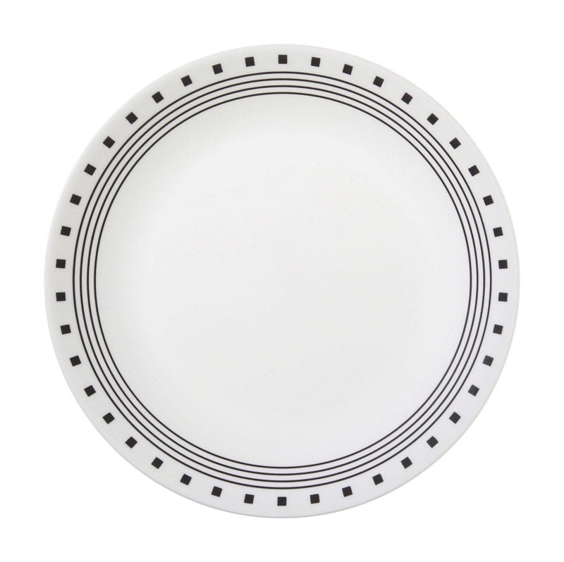 Corelle Livingware Black/White Glass City Block Dinner Plate 10-1/4 in. D 1pk/each