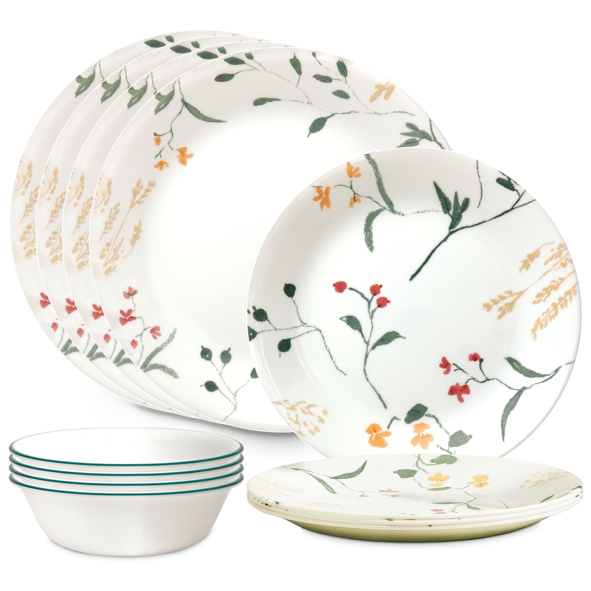 Corelle Wildflower Scatter 12-Piece Glass Dinnerware Set (Service for 4)