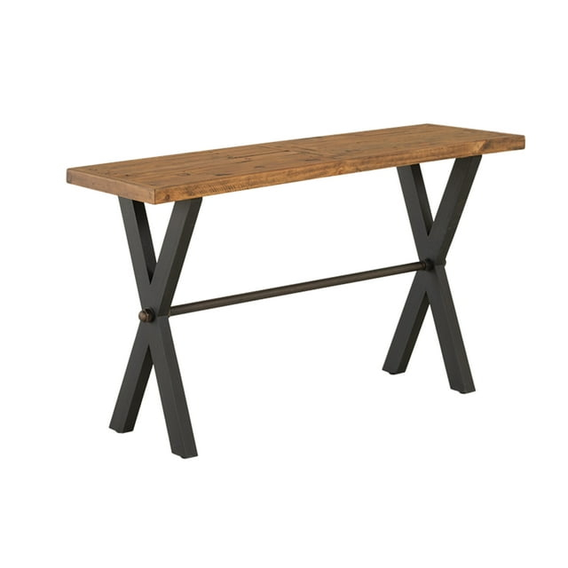 Cortesi Home Austin Console Table, Solid Reclaimed Wood with Black Wood Legs, Honey Pine