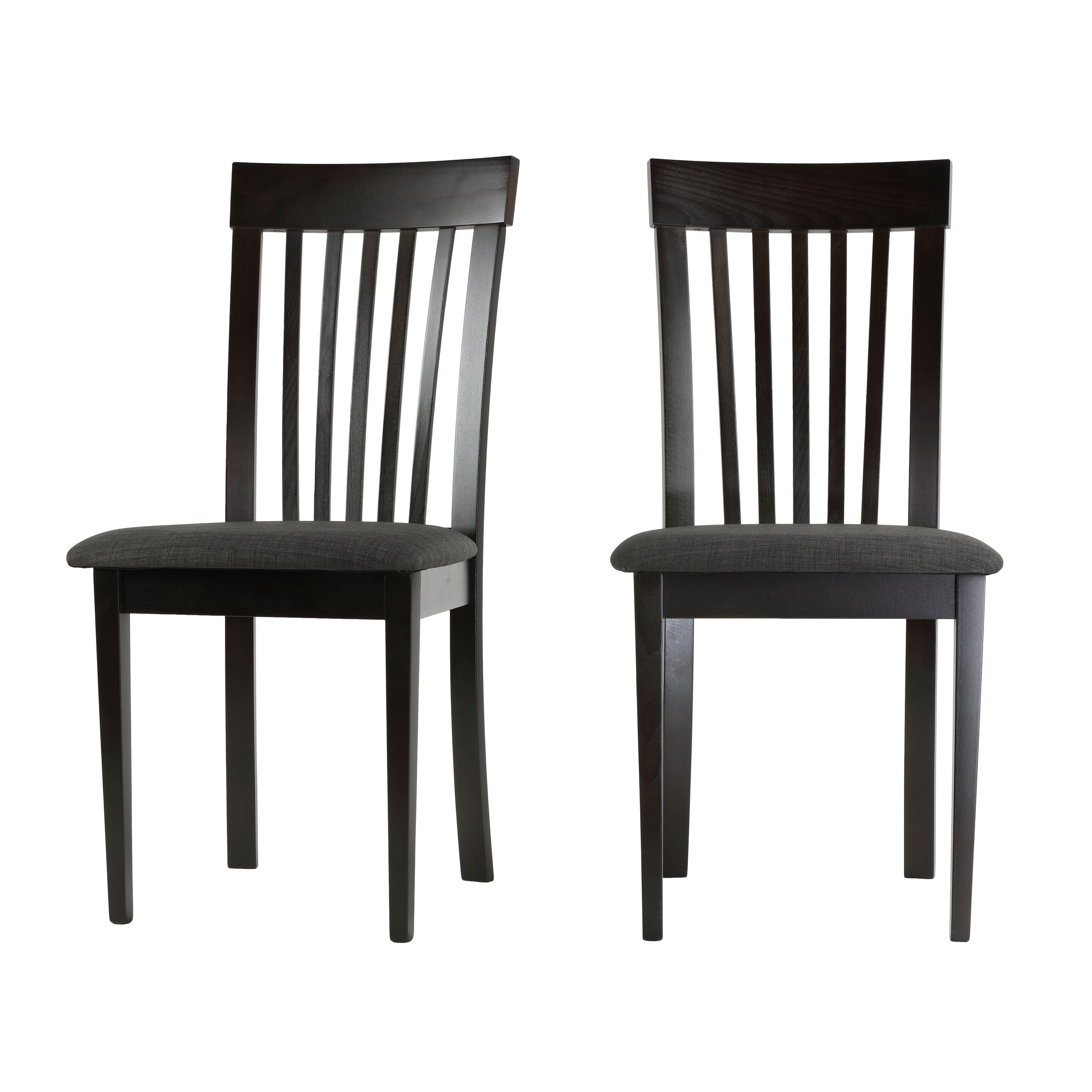 Cortesi Home Linnea Dining Chair in Charcoal Fabric, Cappuccino Finish (Set of 2)