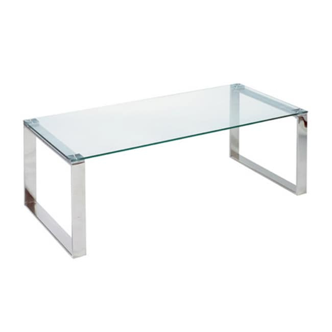 Cortesi Home Remi Contemporary Glass Coffee Table with Chrome Finish
