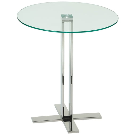 Cortesi Home  Solen Round Clear Glass End Table