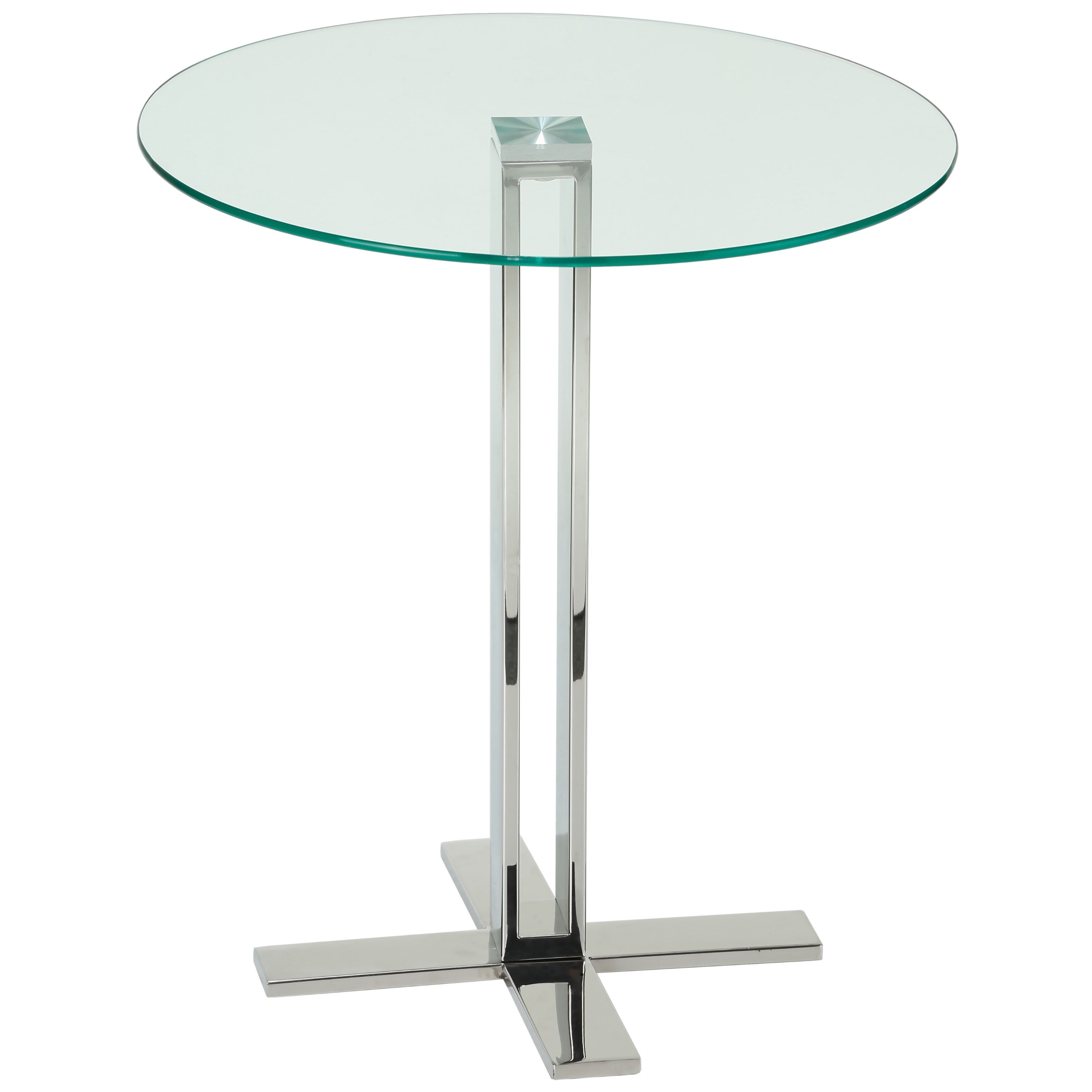 Cortesi Home  Solen Round Clear Glass End Table