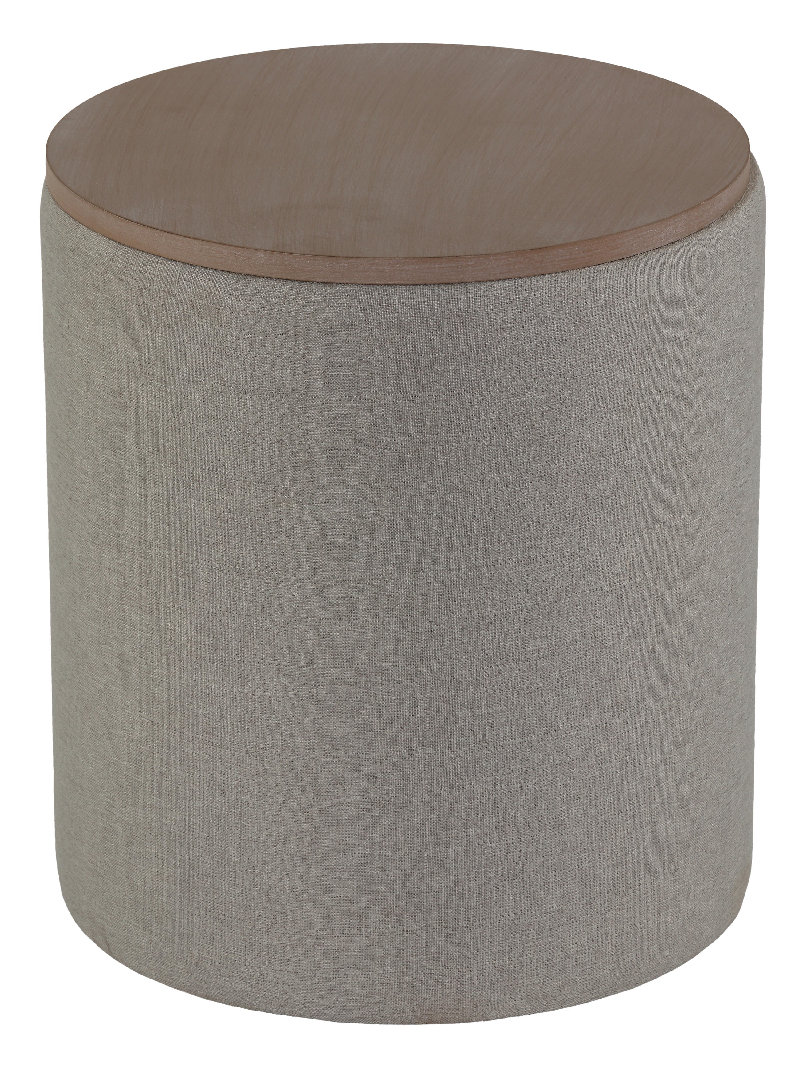 Cortesi Home Vancouver Round Storage Ottoman with Wood Top