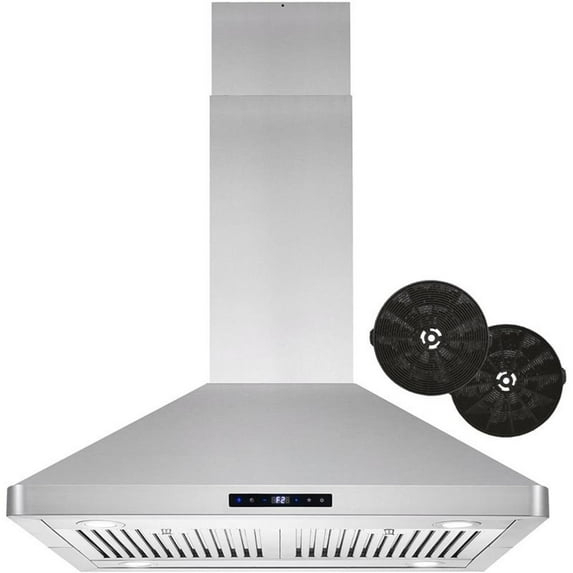 Cosmo 30" 380 CFM Ductless Island Range Hood Kitchen Hood in Stainless Steel