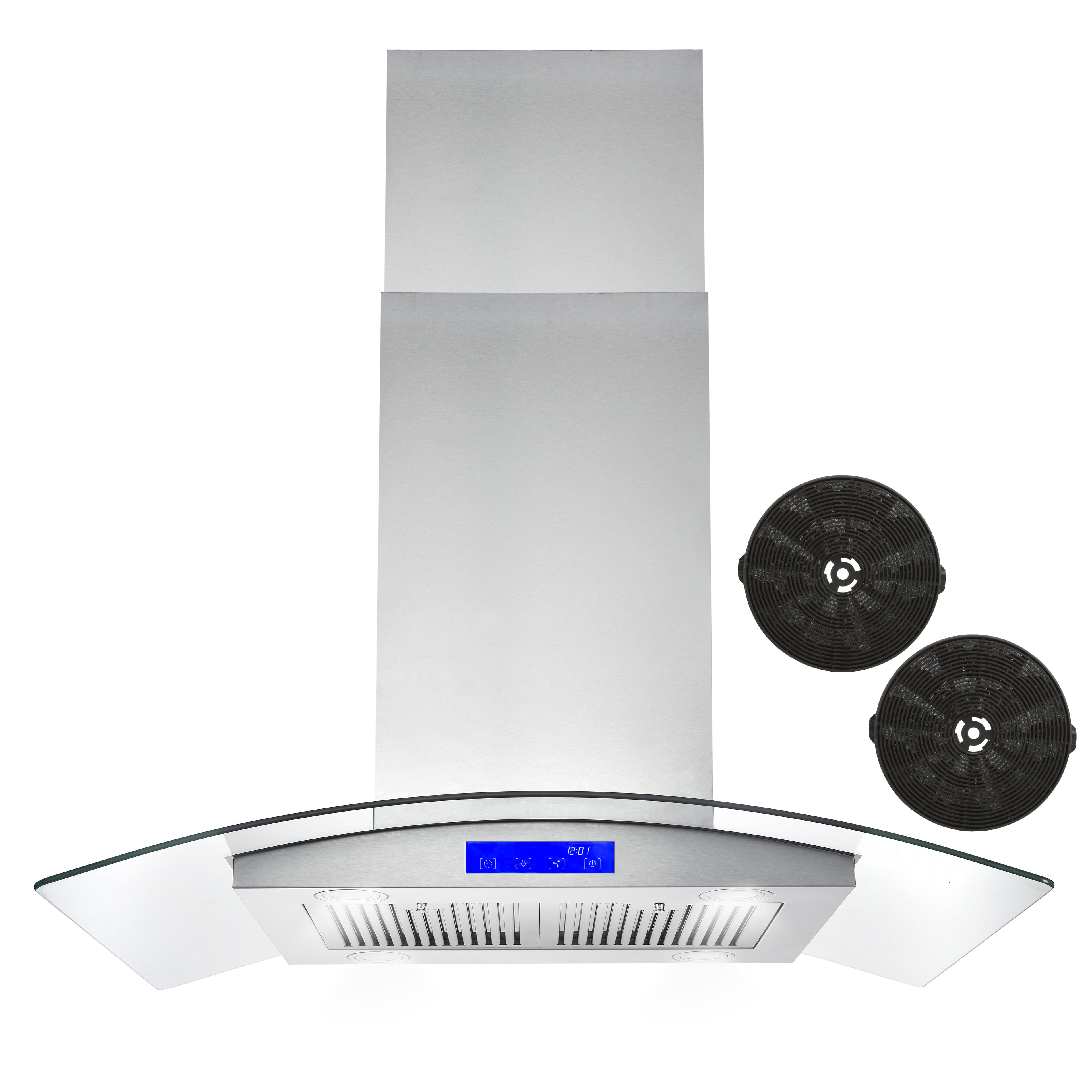 Cosmo COS-668ICS900 36 Inch Island Range Hood w/ Touch Controls, Stainless Steel