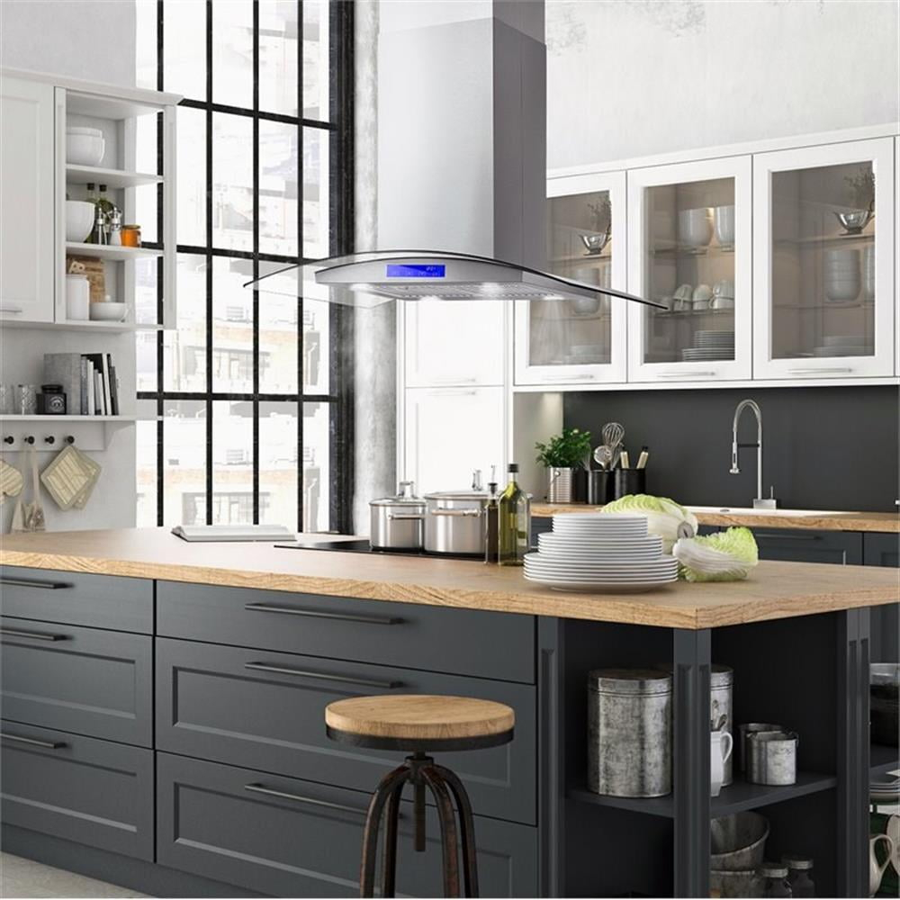 Cosmo COS-668ICS900 36 Inch Island Range Hood w/ Touch Controls, Stainless Steel