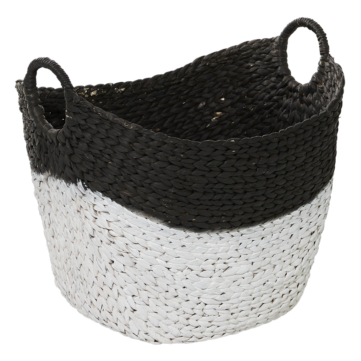 CosmoLiving by Cosmopolitan 22" x 19" Black Seagrass Handmade Large Woven Storage Basket with Handles, 1-Piece