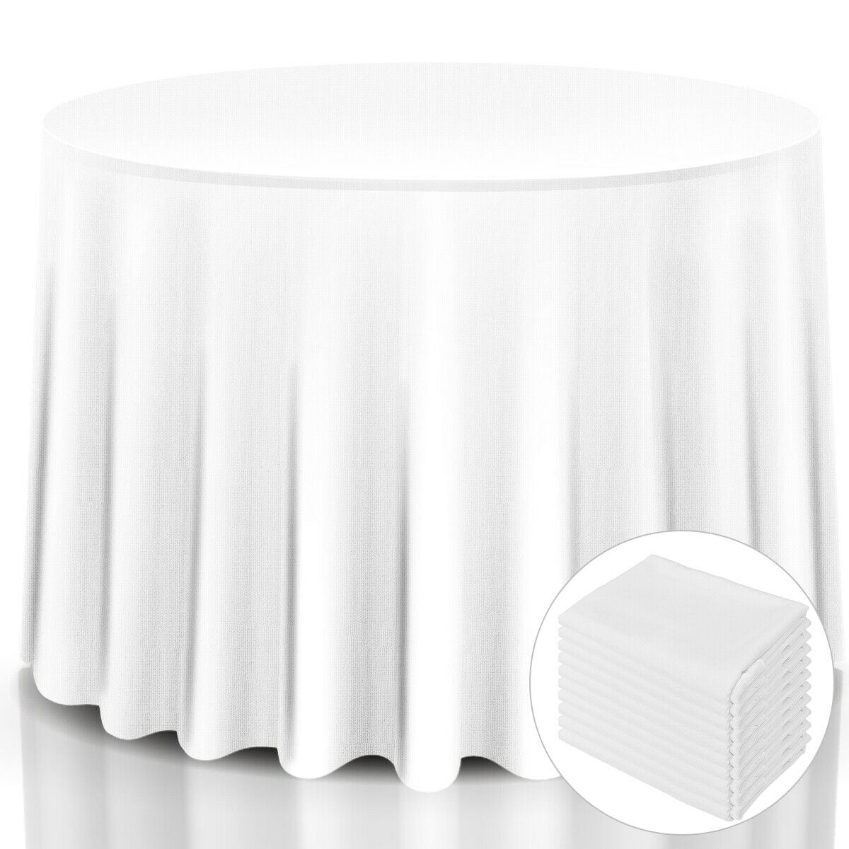 10 Pack Round Tablecloth White 120 Inch, Stain Resistant and Wrinkle Polyester Table Cloth, Washable Table Cover for Kitchen Dining, Wedding, Buffet Table, Holiday Party