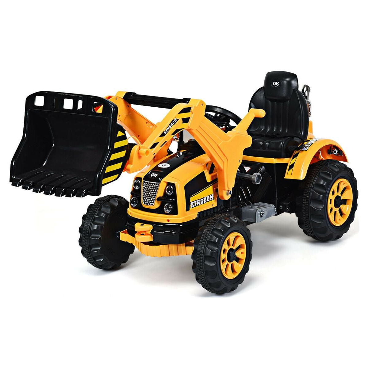 Costway 12V Battery Powered Kids Ride On Excavator Truck w/ Front Loader Digger Yellow