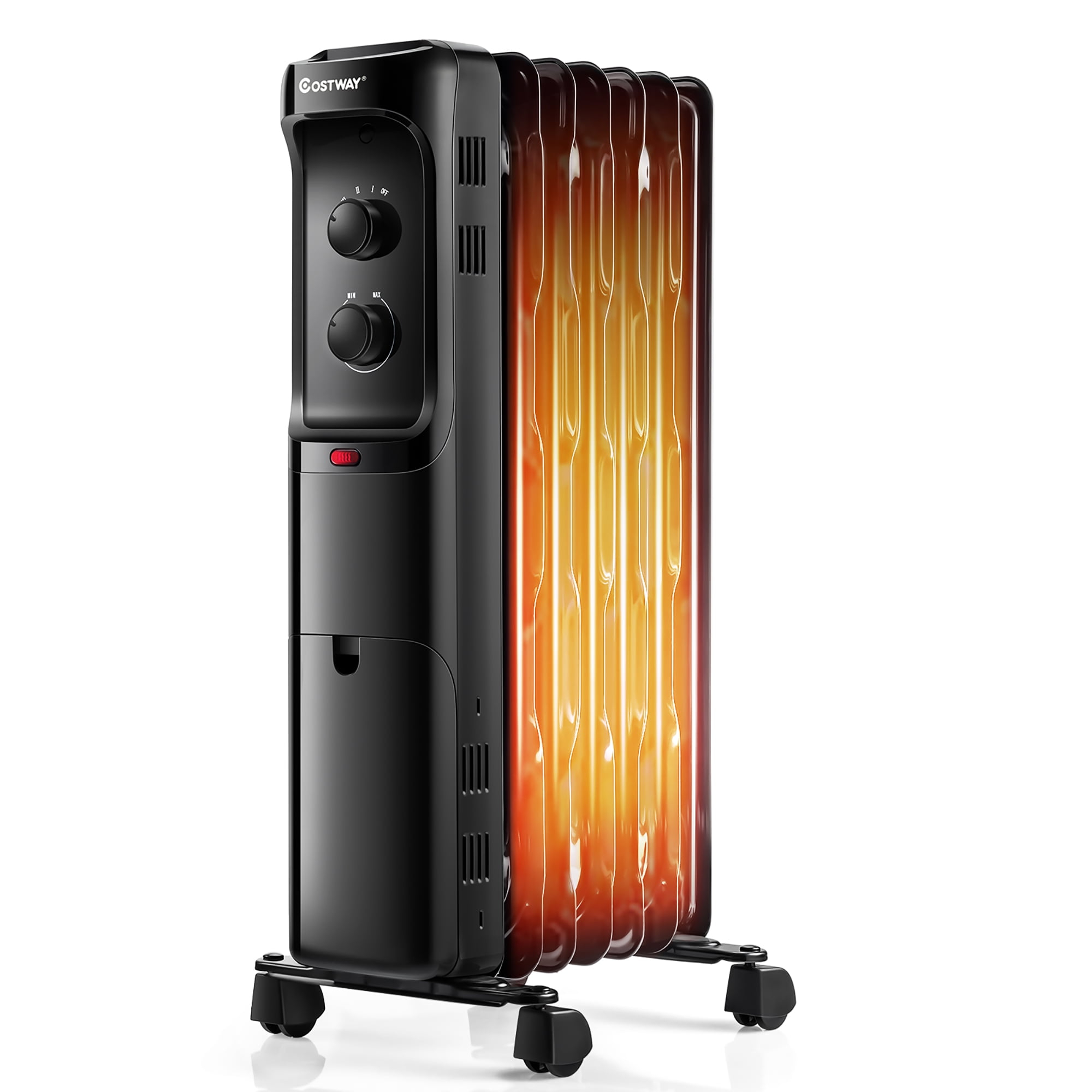 Costway 1500W Oil Filled Heater Portable Radiator Space Heater w/Adjustable Thermostat Black